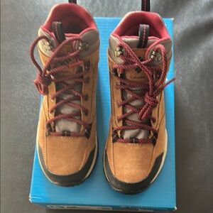 Colombia Women’s Waterproof Tan and Red Hiking Boots